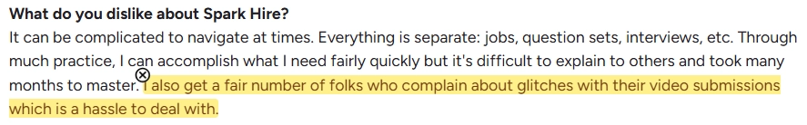 what do you dislike about spark hire