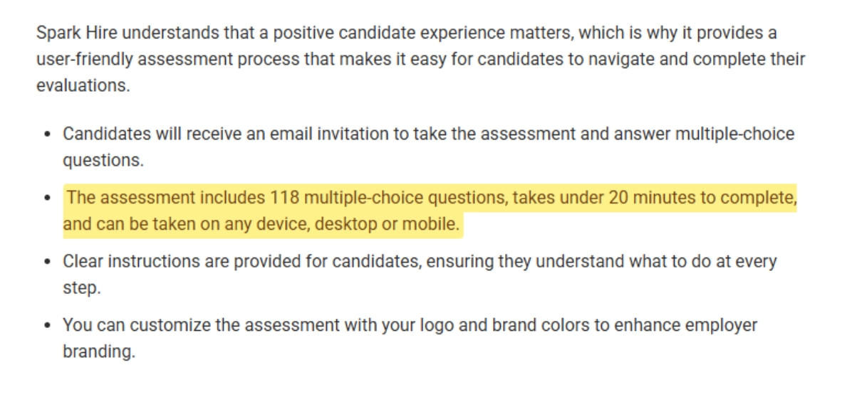 Spark Hire behavioural assessment FAQ