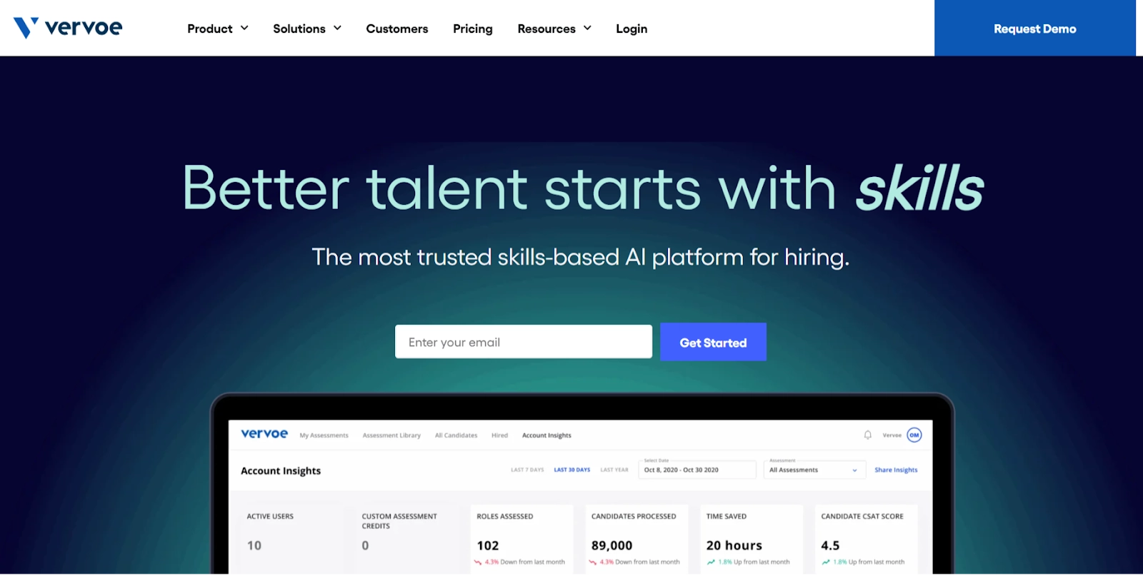 vervoe website homepage