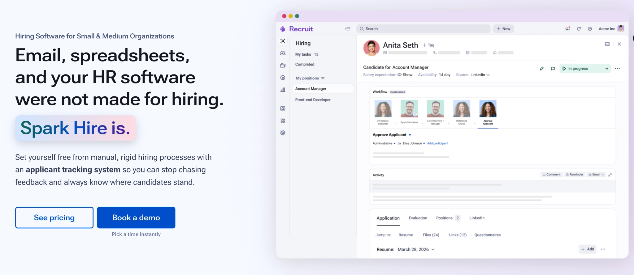 spark hire homepage