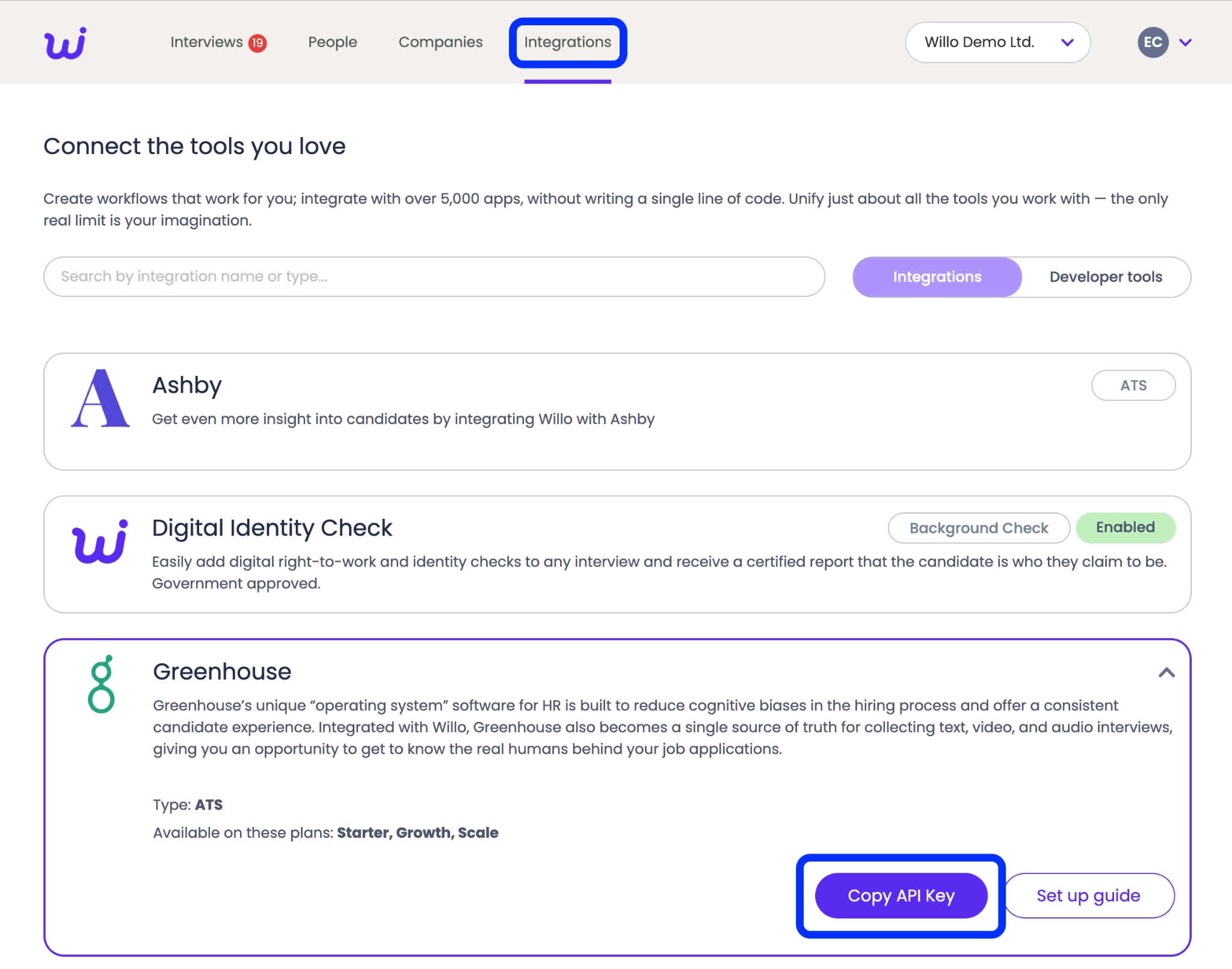 willo's integrations