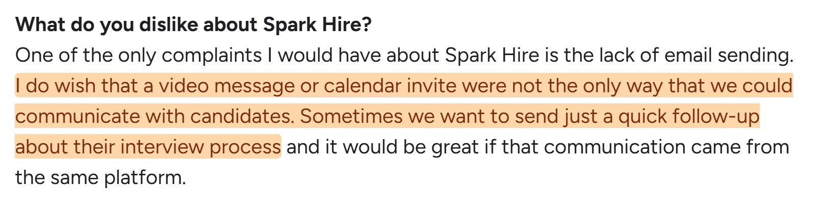 flagged communication constraint on Spark hire