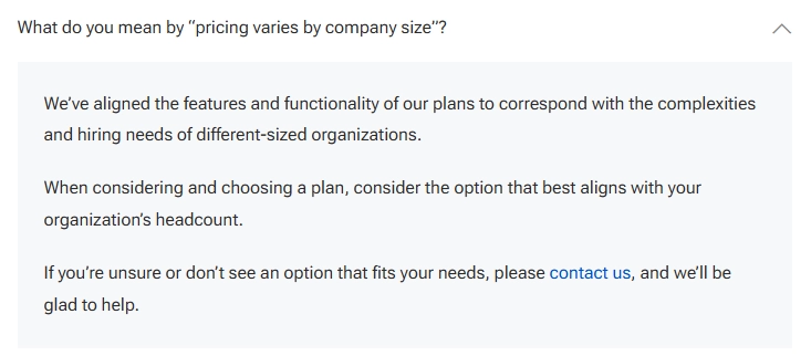 what do you mean by pricing varies by company size