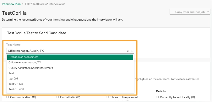 test gorilla test to send candidate