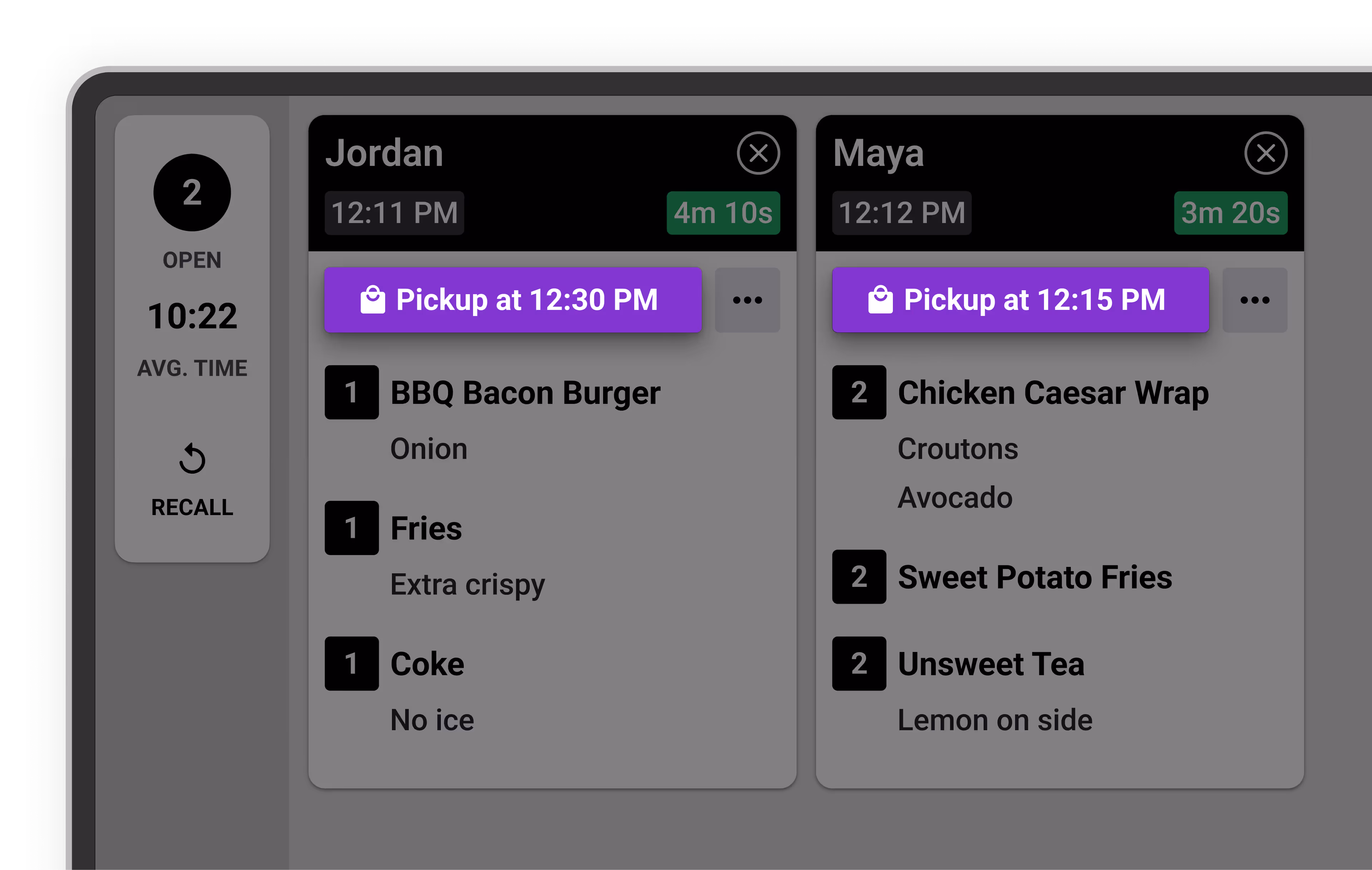 Screenshot of Automatic Order Sorting