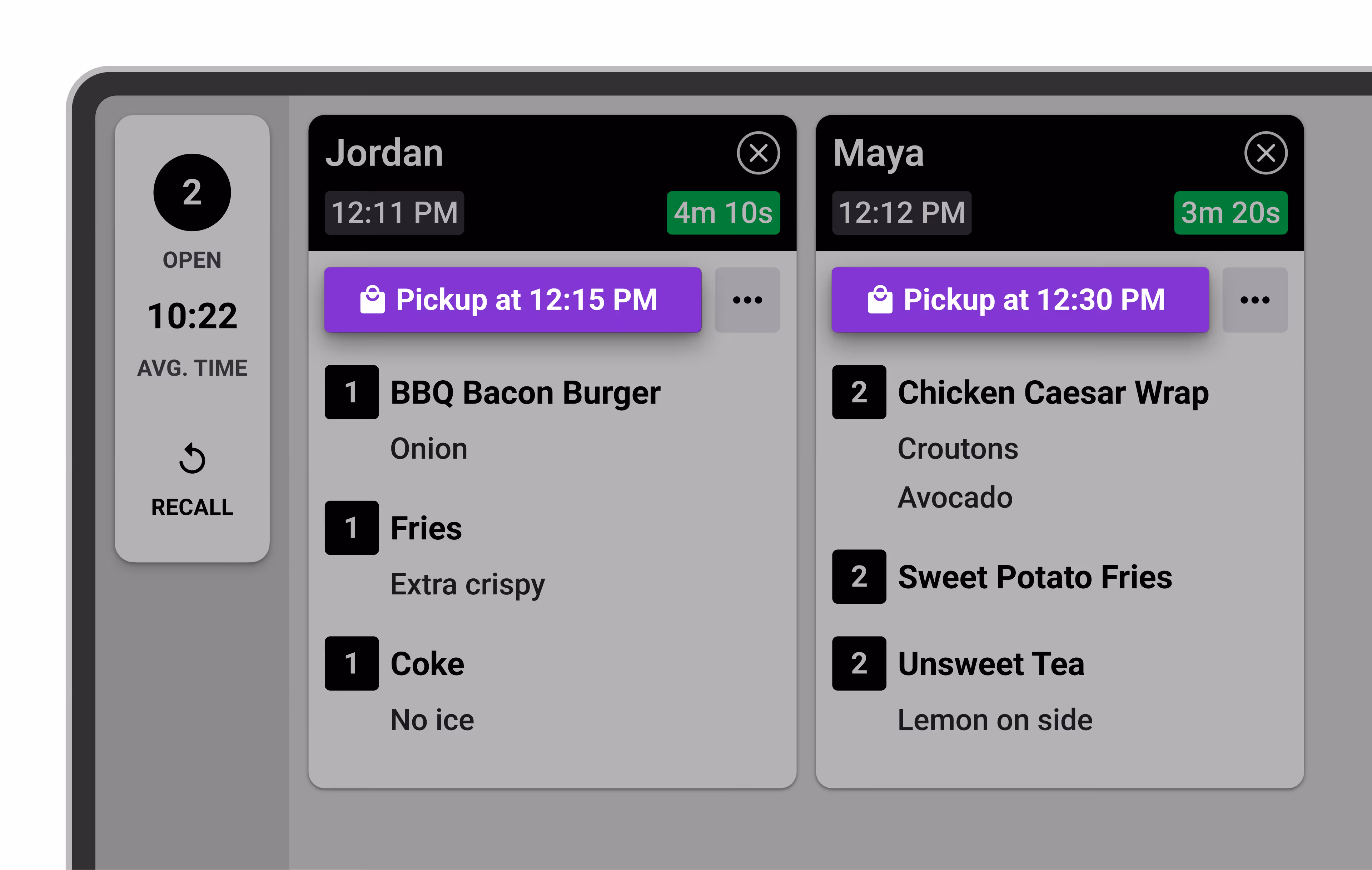 Screenshot of Automatic Order Sorting
