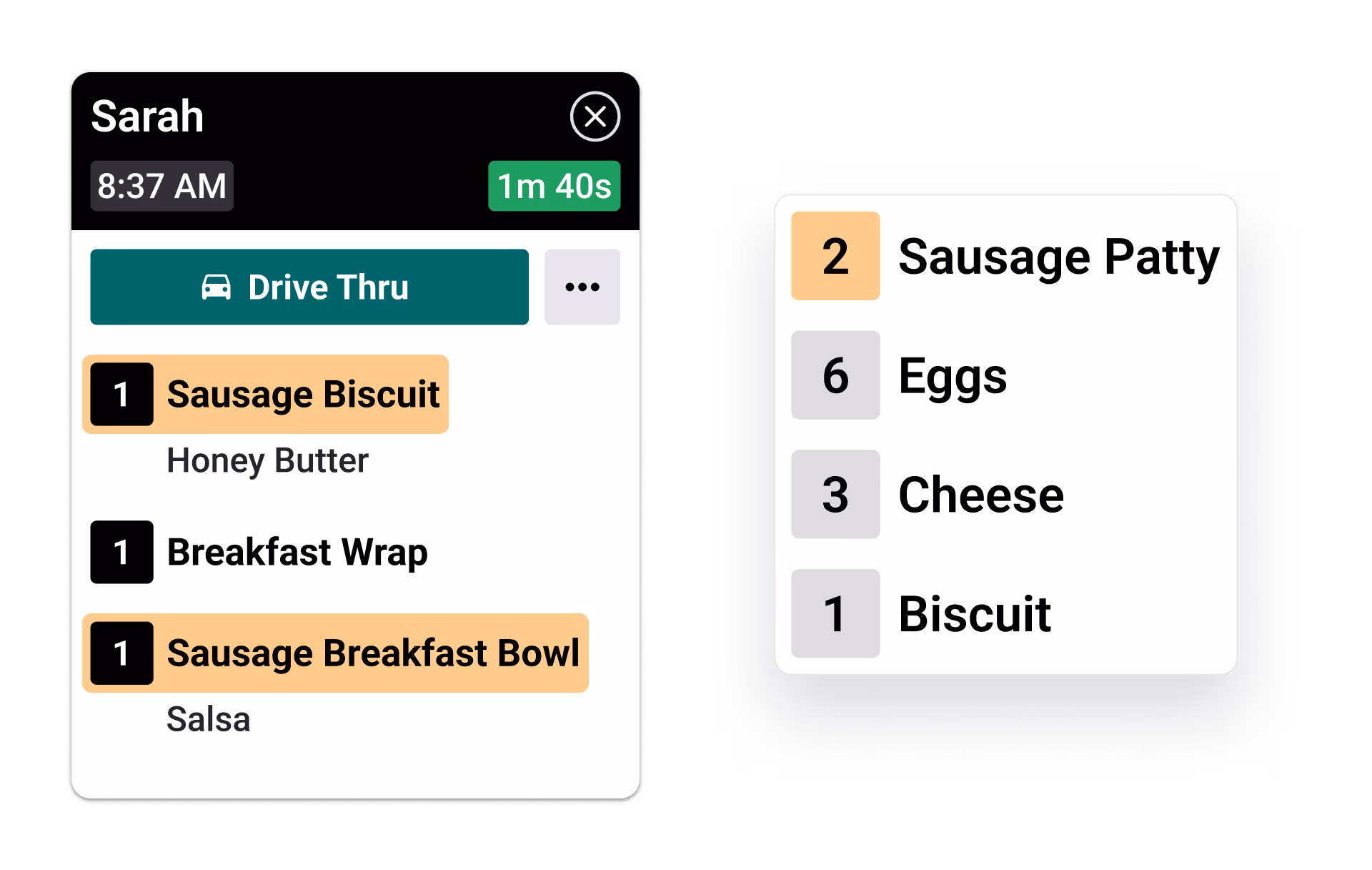 Screenshot of Ingredient All Day Counts Feature