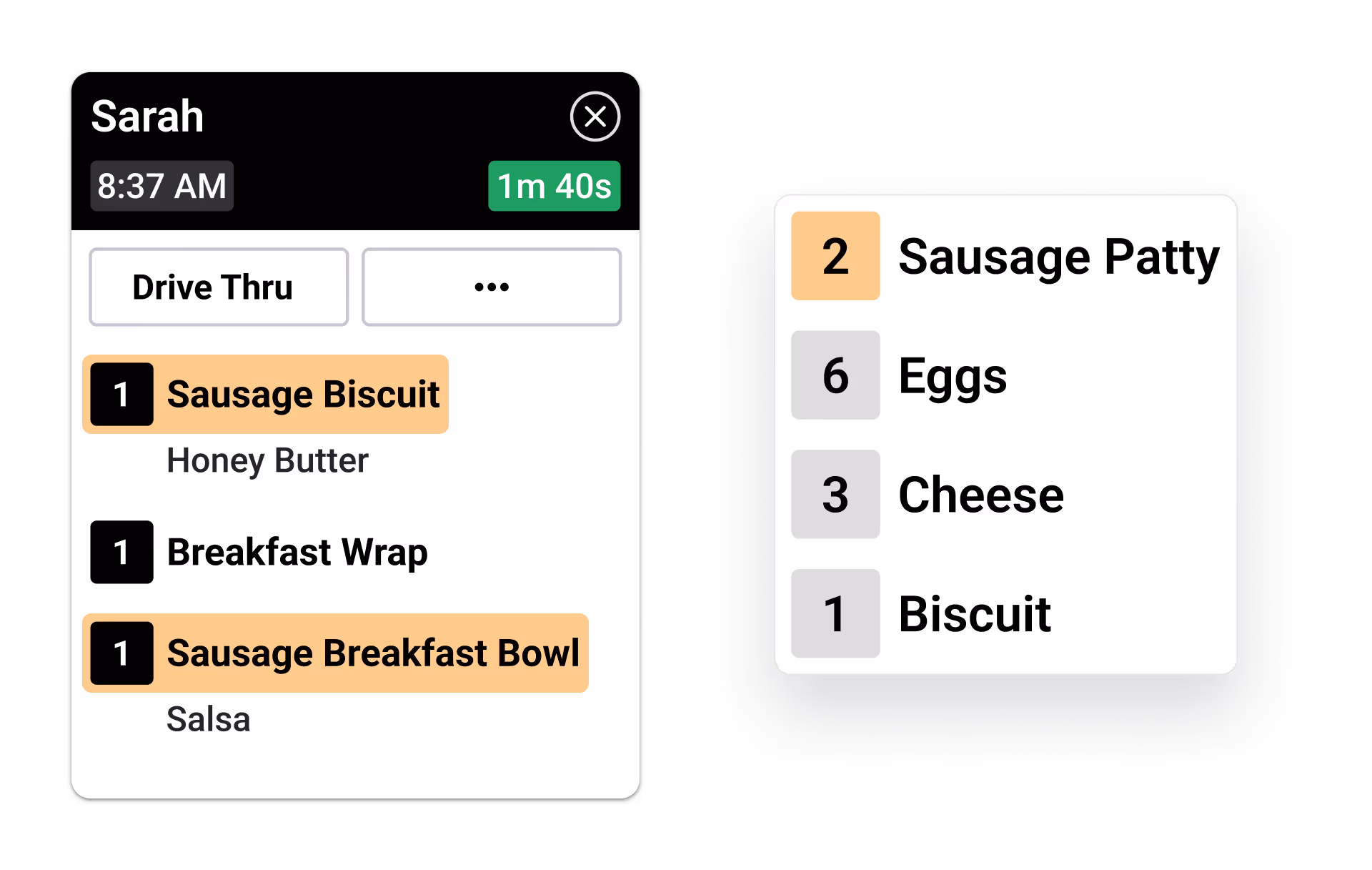 Screenshot of Ingredient All Day Counts Feature