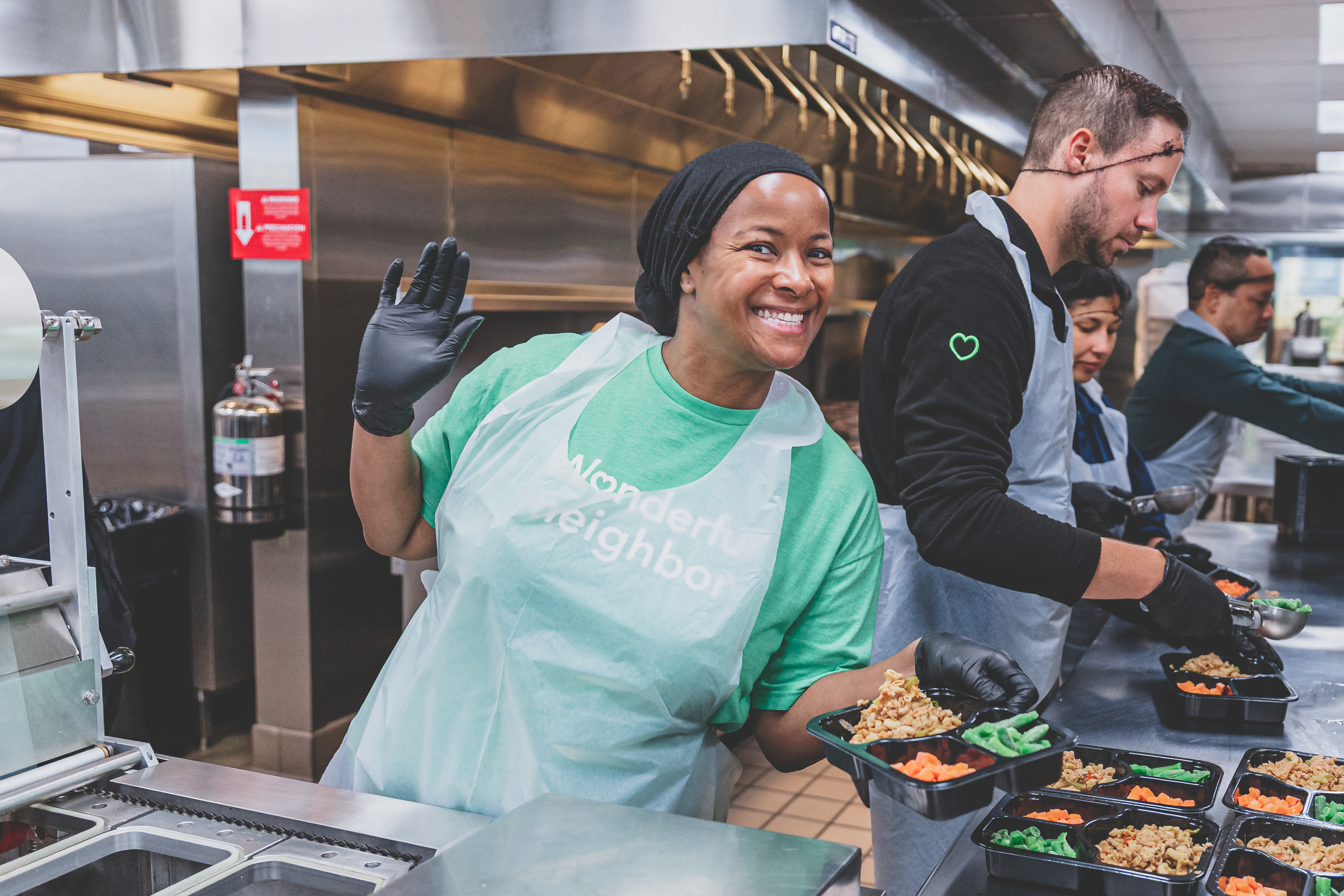 Volunteer group preparing meals at Project Angel Food
