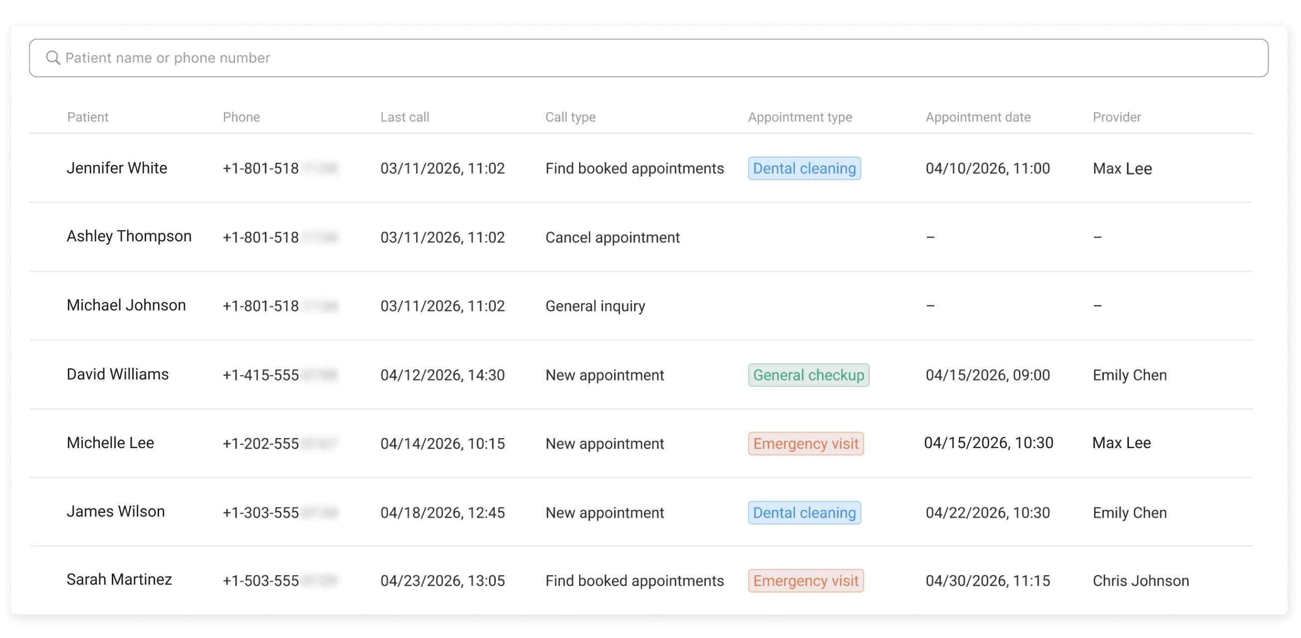 Aide Receptionist screenshot