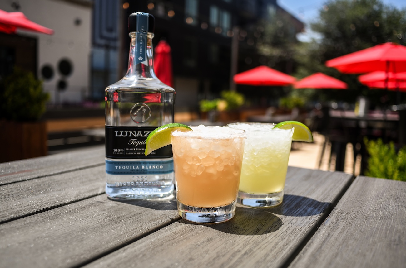 Two Lunazul Margaritas - Watermelon Crawl and Doble Fina