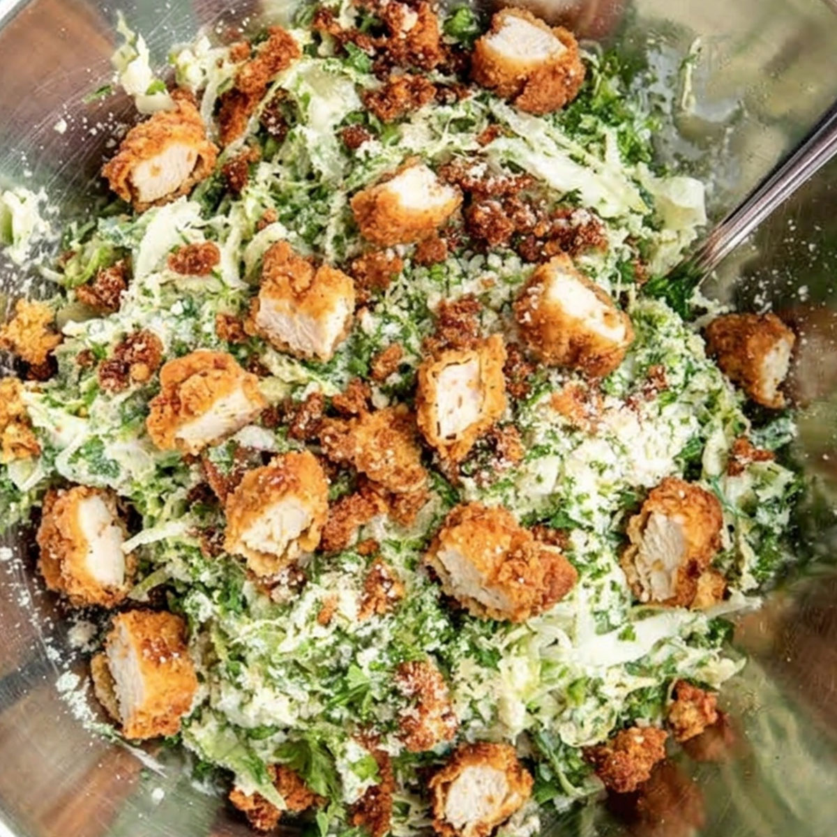 House greens tossed in creamy caesar dressing, topped with shaved parmesan & magic crouton dust