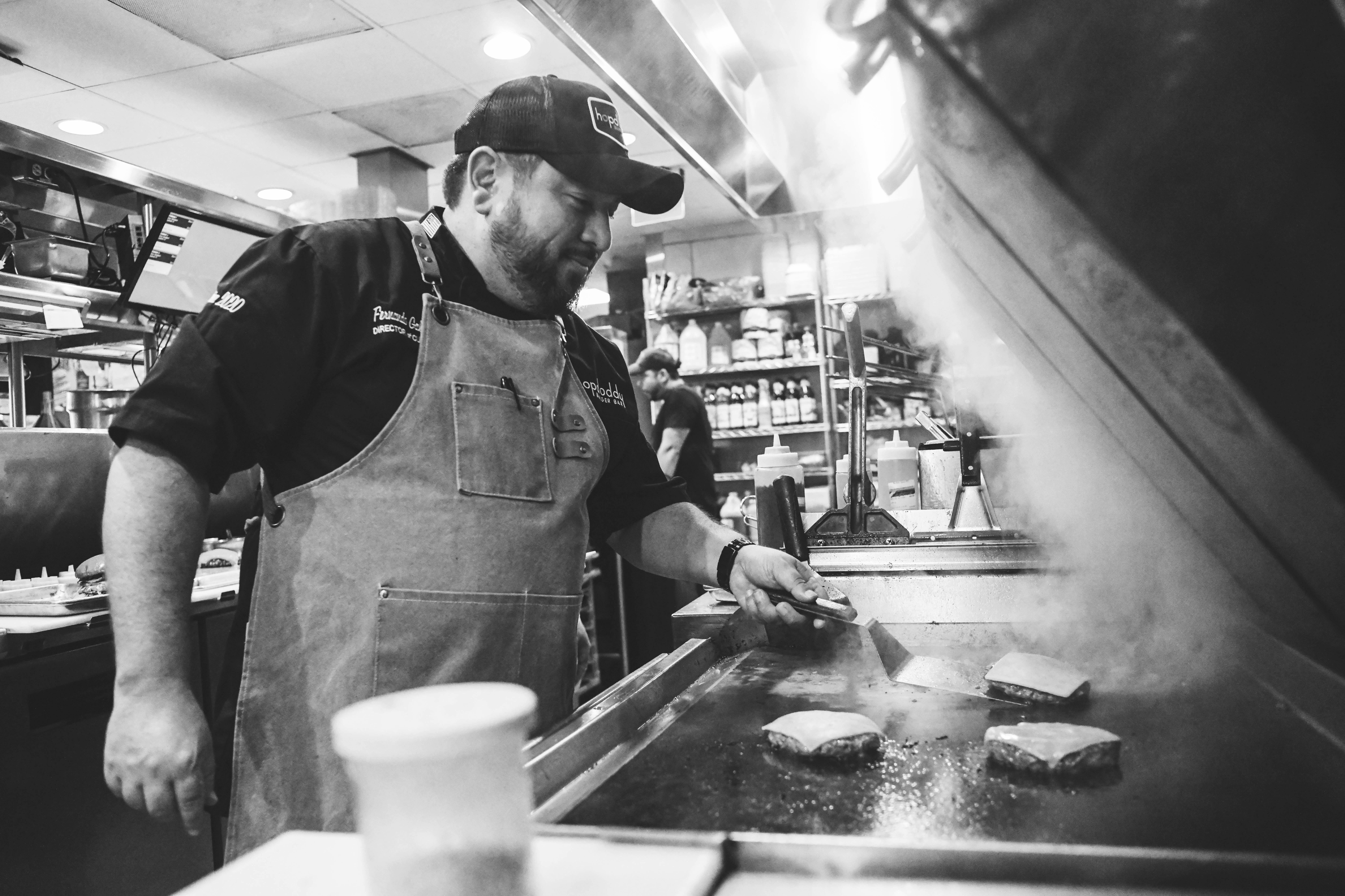 Chef Grilling Hopdoddy Burgers