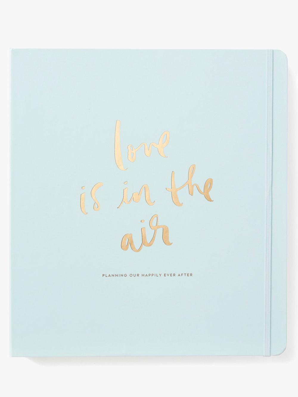 kate spade new york light blue wedding planner book with gold lettering