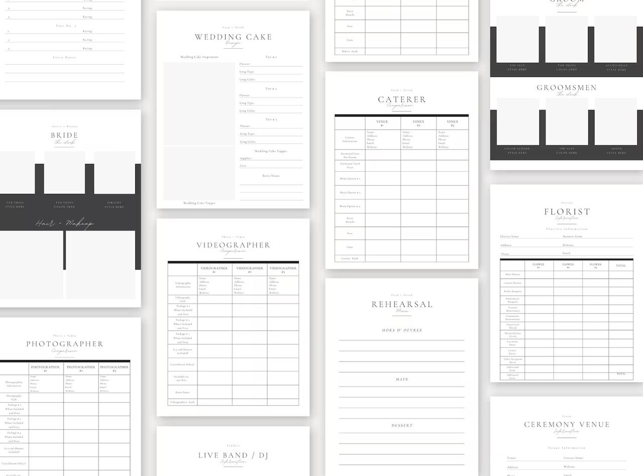 200 page wedding planner printable