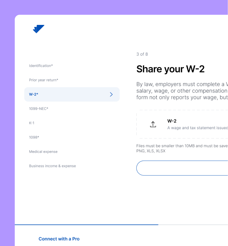 Document upload interface