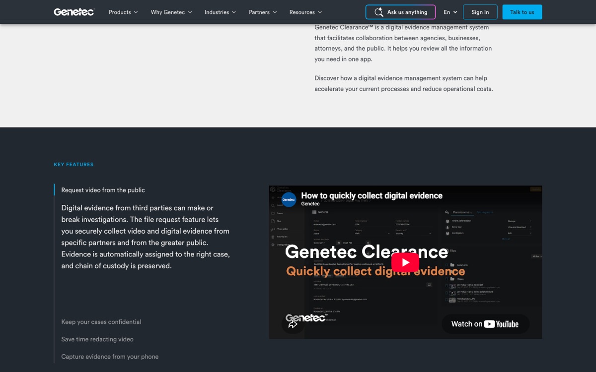 Genetec Clearance product thumbnail