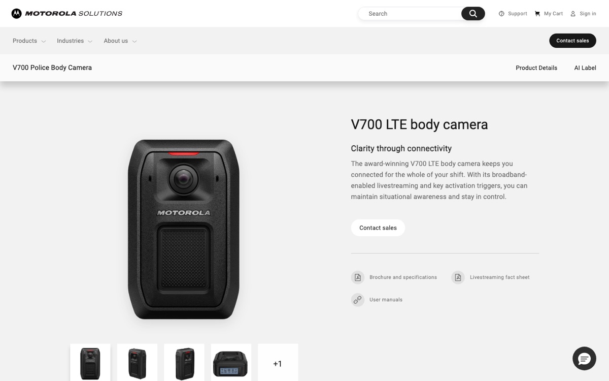 Motorola Solutions V700 LTE body-worn camera