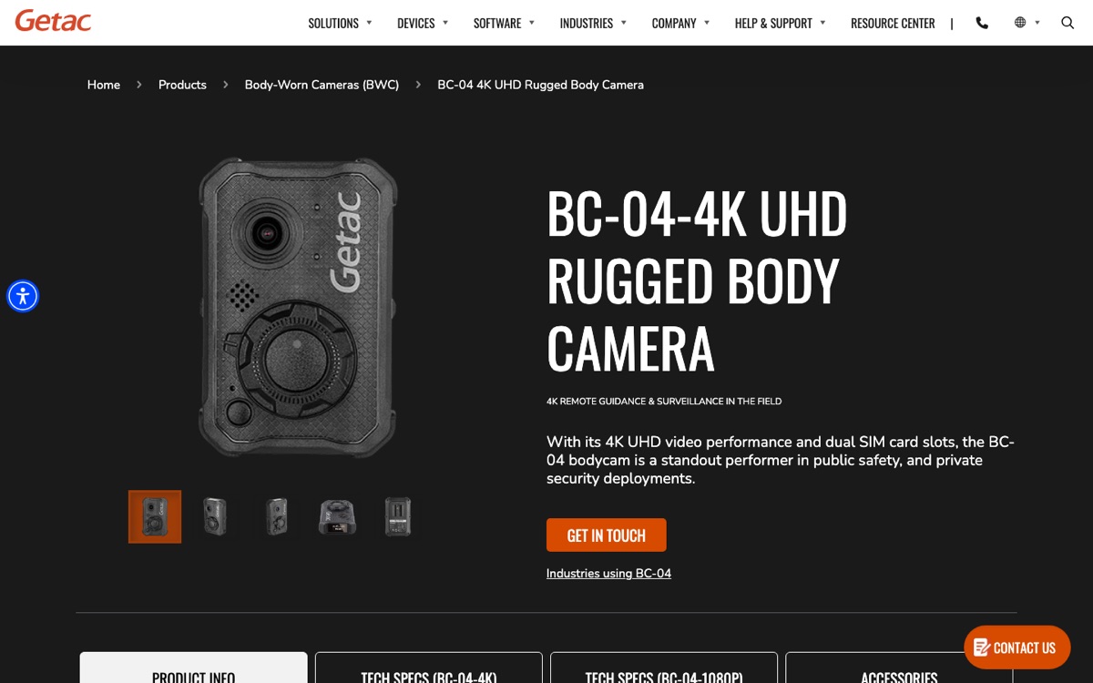 Getac BC-04 law enforcement body-worn camera