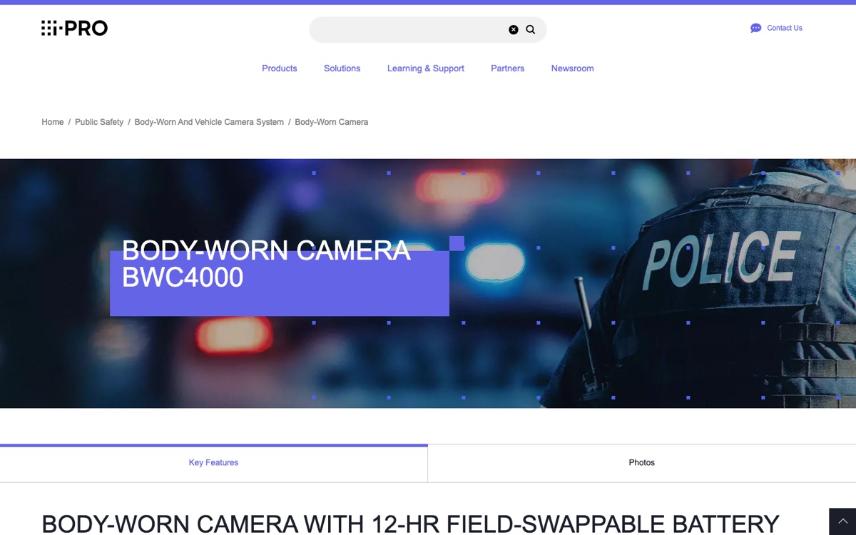 i-PRO BWC4000 body-worn camera vendor product page