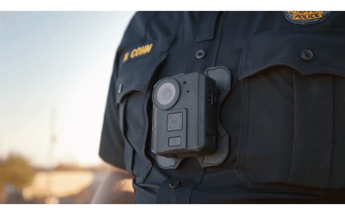 Safe Fleet FOCUS X2 body-worn camera mounted on a police uniform