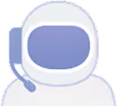 Simplified illustration of an astronaut wearing a white spacesuit and helmet with a blue visor.