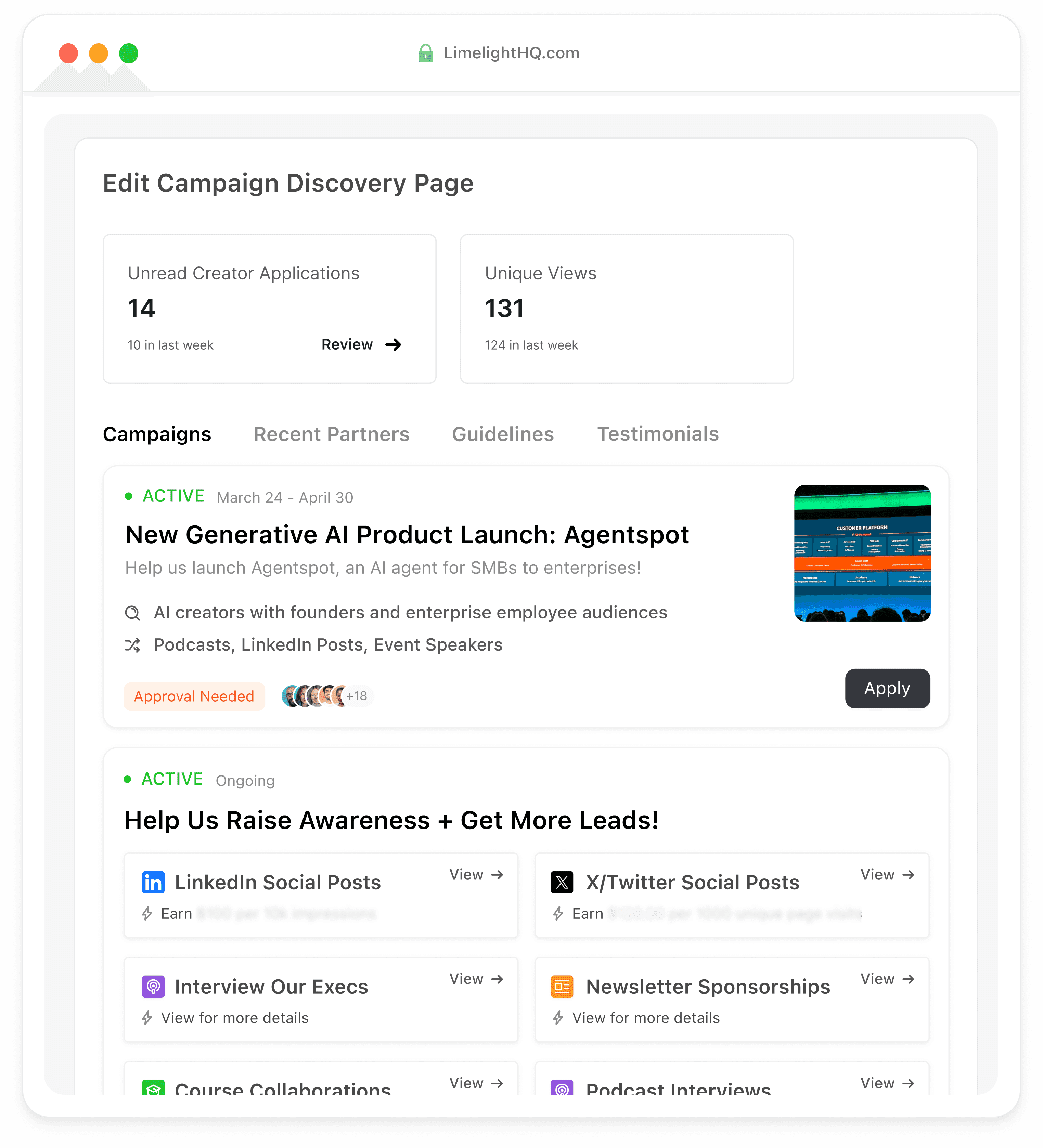 Limelight – The First B2B Creator Partnership Platform