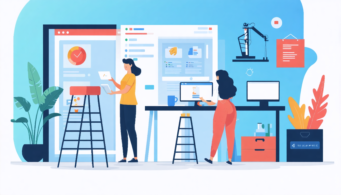Two people analyze dynamic pricing data for vacation rentals on large screens, surrounded by plants and office decor.