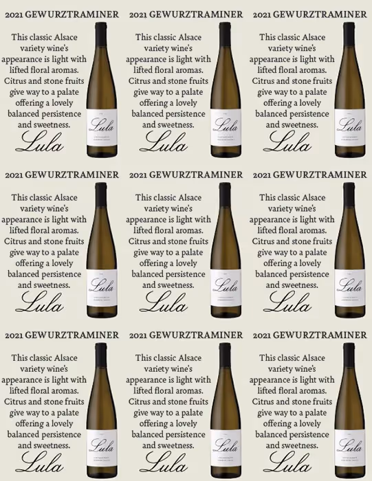 Lula Gewurztraminer Shelf Talkers preview