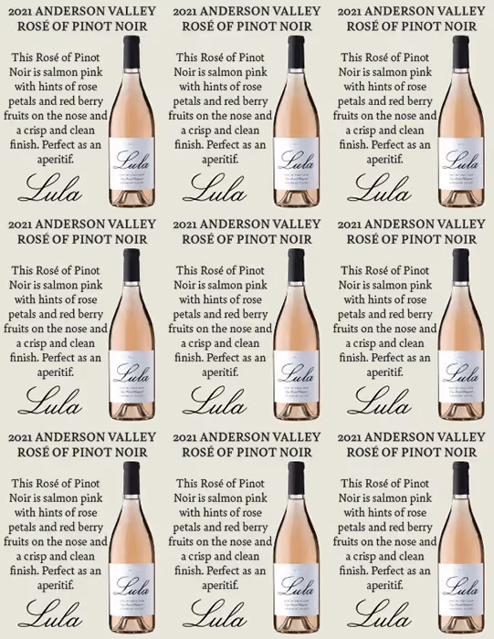 Lula Rose of Pinot Noir Shelf Talkers preview