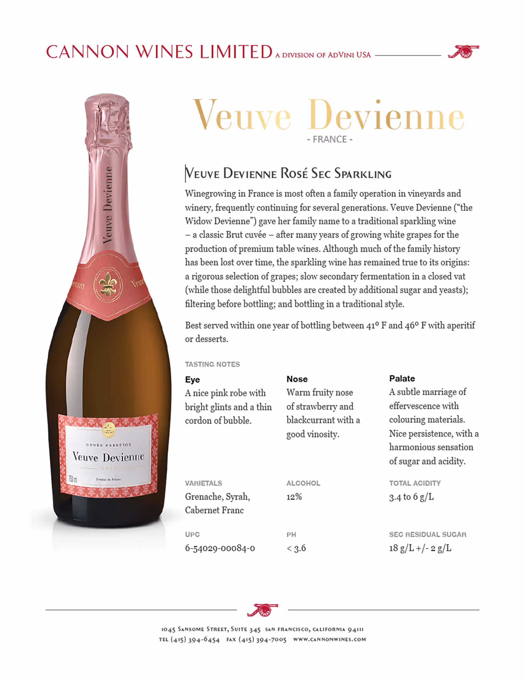 Veuve Devienne Rosé Sec Cuvée Prestige Tech Sheets preview