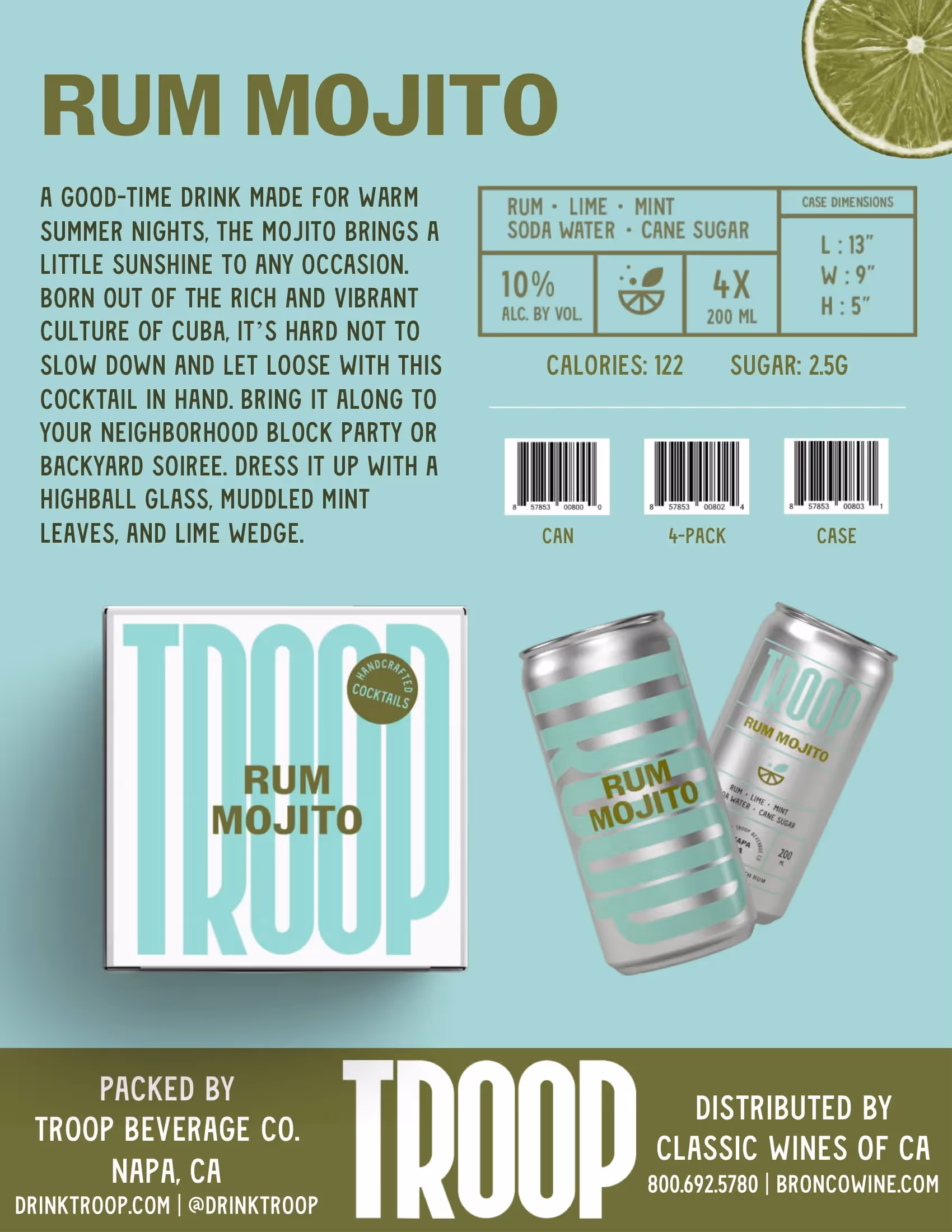 Troop Cocktails Rum Mojito Tech Sheets preview