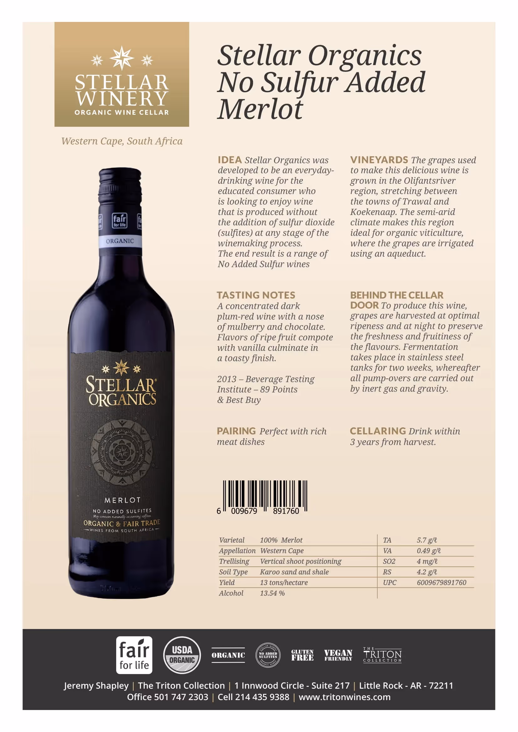 Stellar Organics Merlot Tech Sheets preview