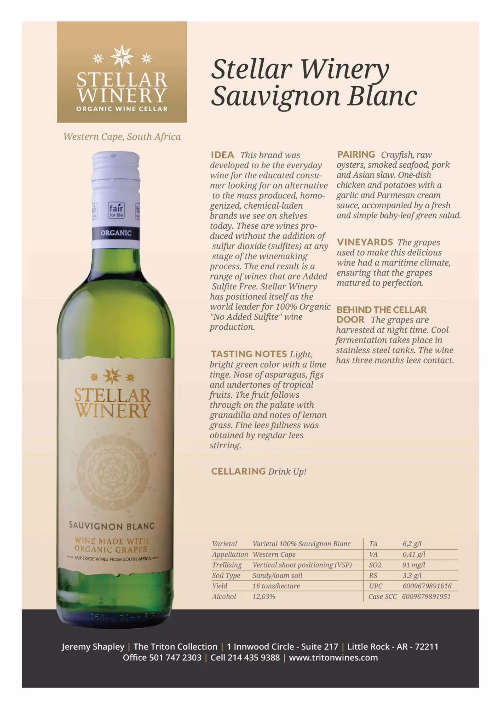 Stellar Organics Sauvignon Blanc Tech Sheets preview