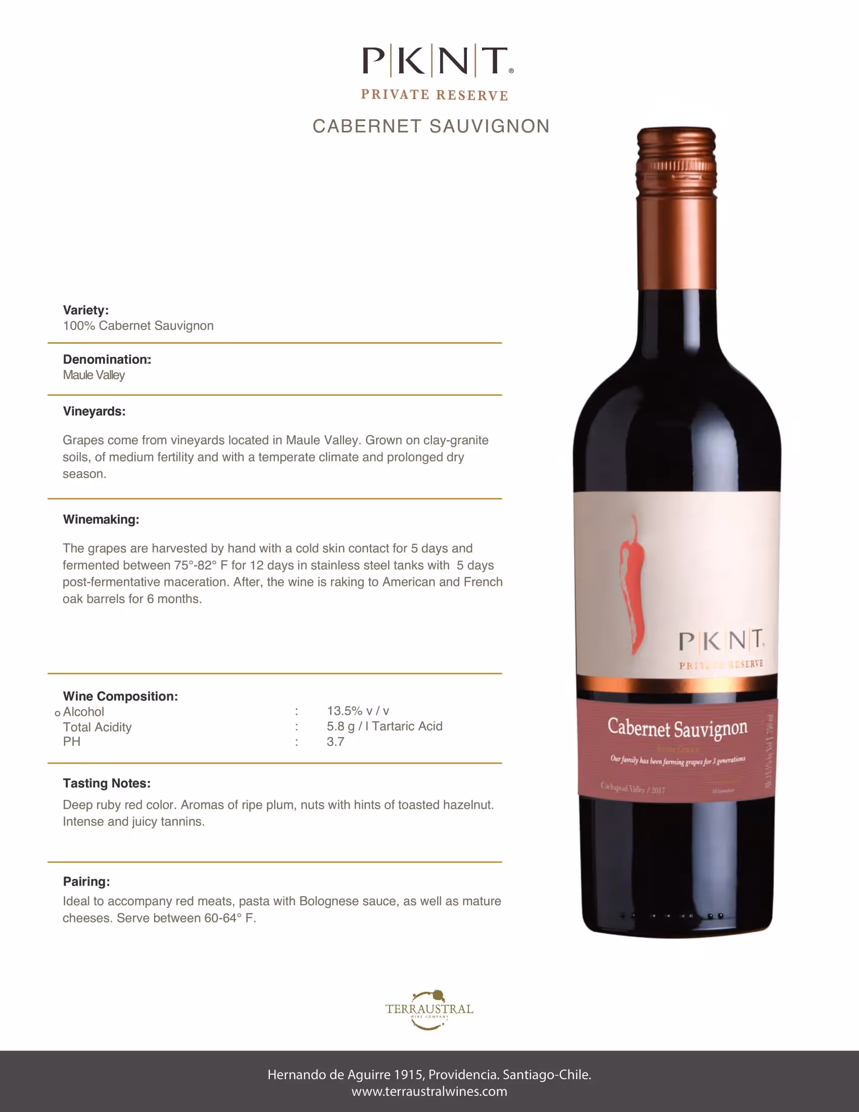 PKNT Cabernet Sauvignon Reserve Tech Sheets preview