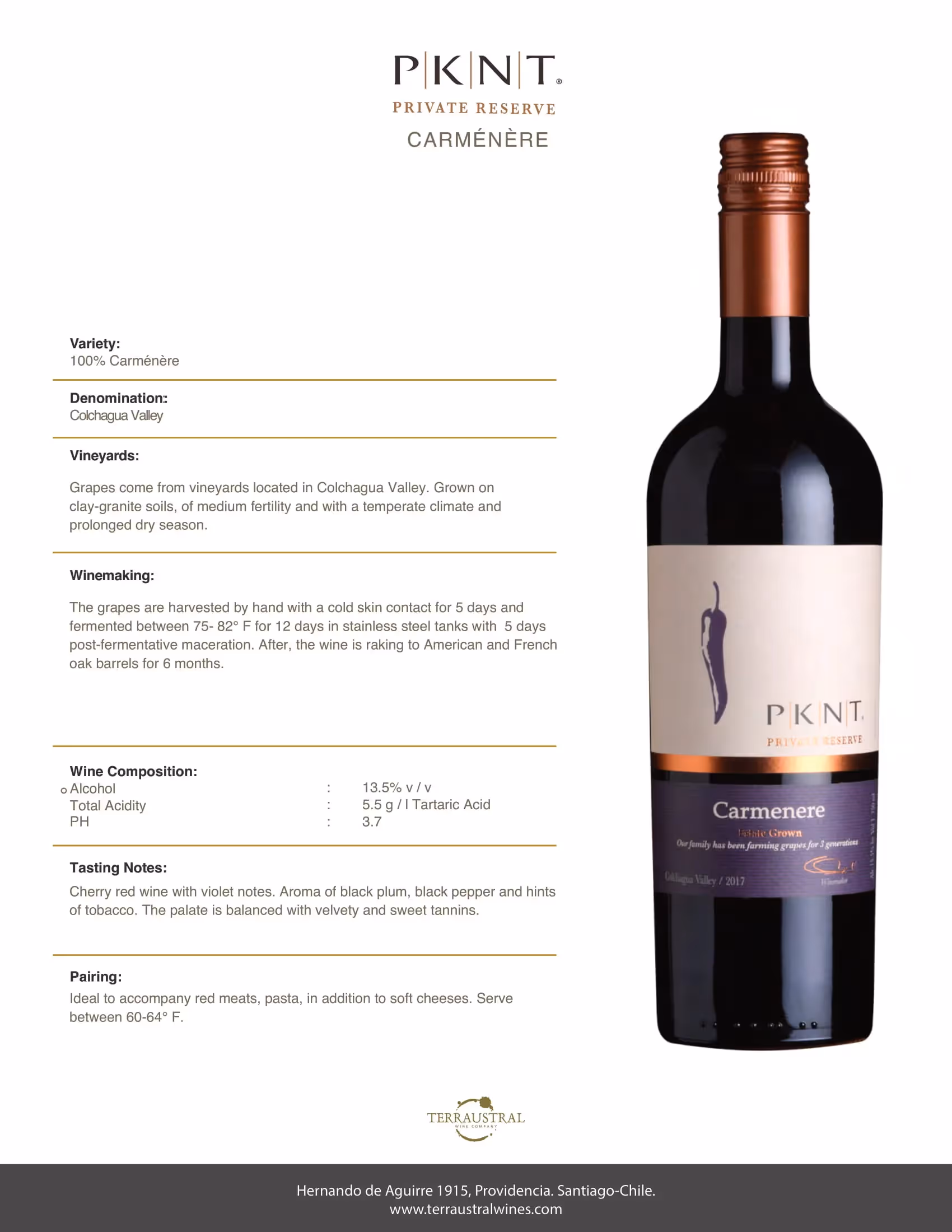 PKNT Carménère Reserve Tech Sheets preview