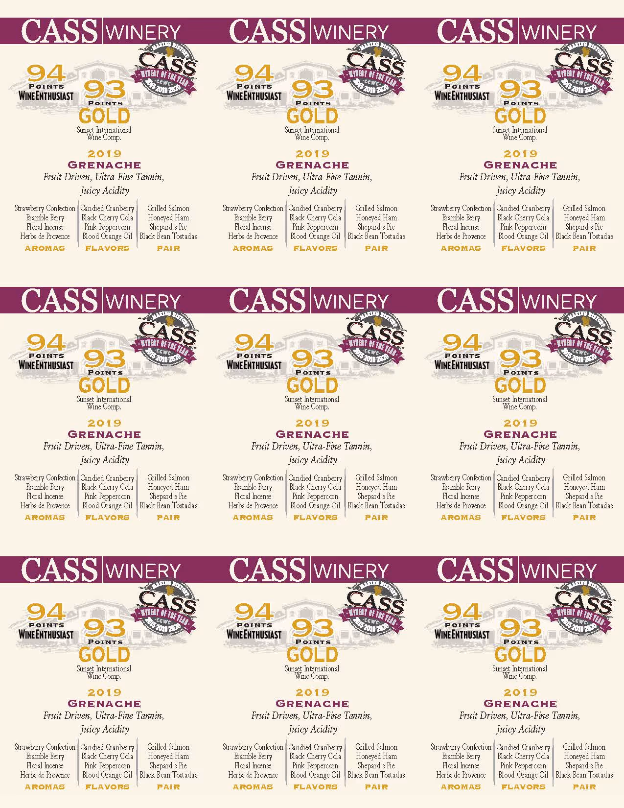 Cass Grenache Shelf Talkers preview