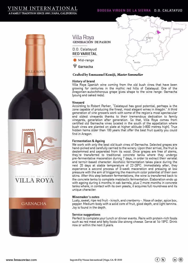 Villa Roya Garnacha Tech Sheets preview