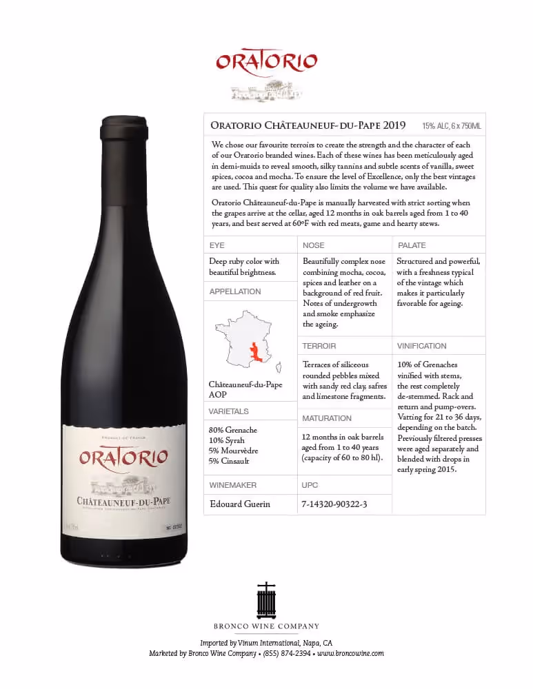Oratorio Châteauneuf du Pape Tech Sheets preview