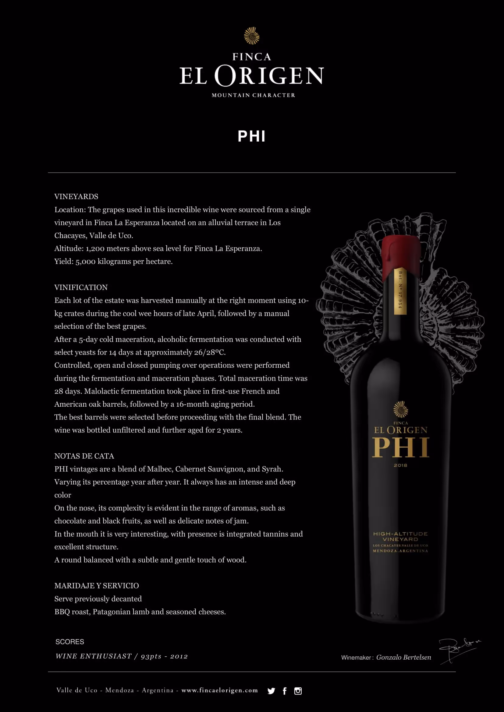 Finca El Origen Phi Tech Sheets preview