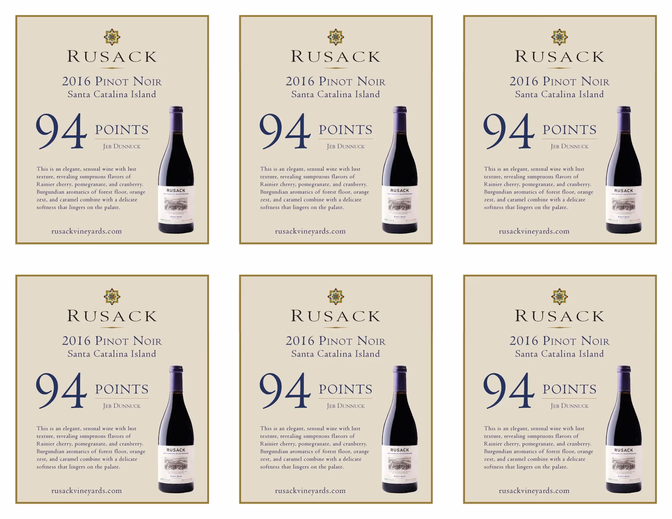Rusack Vineyards Pinot Noir Santa Catalina Island Shelf Talkers preview