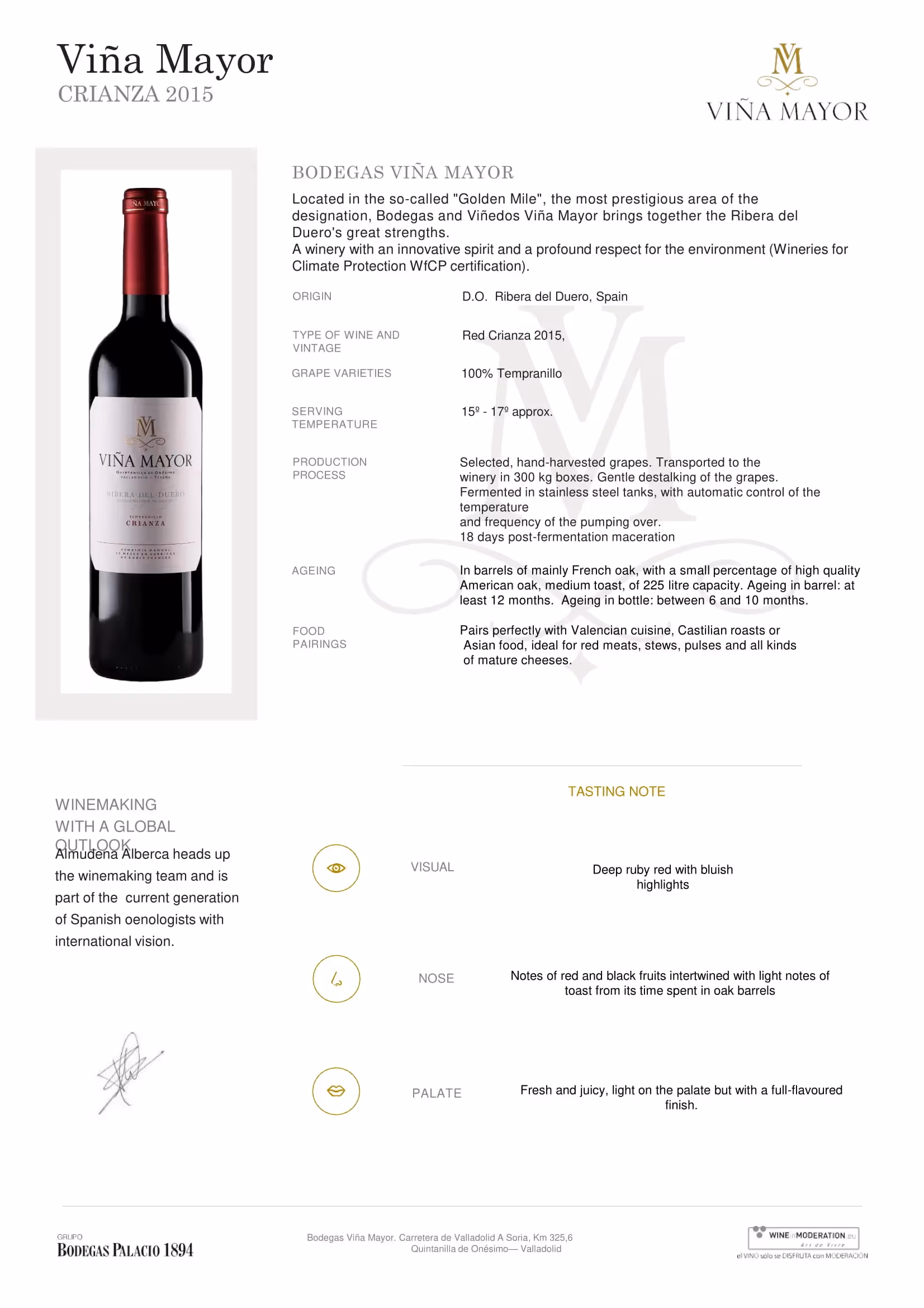 Viña Mayor Tempranillo Crianza Tech Sheets preview