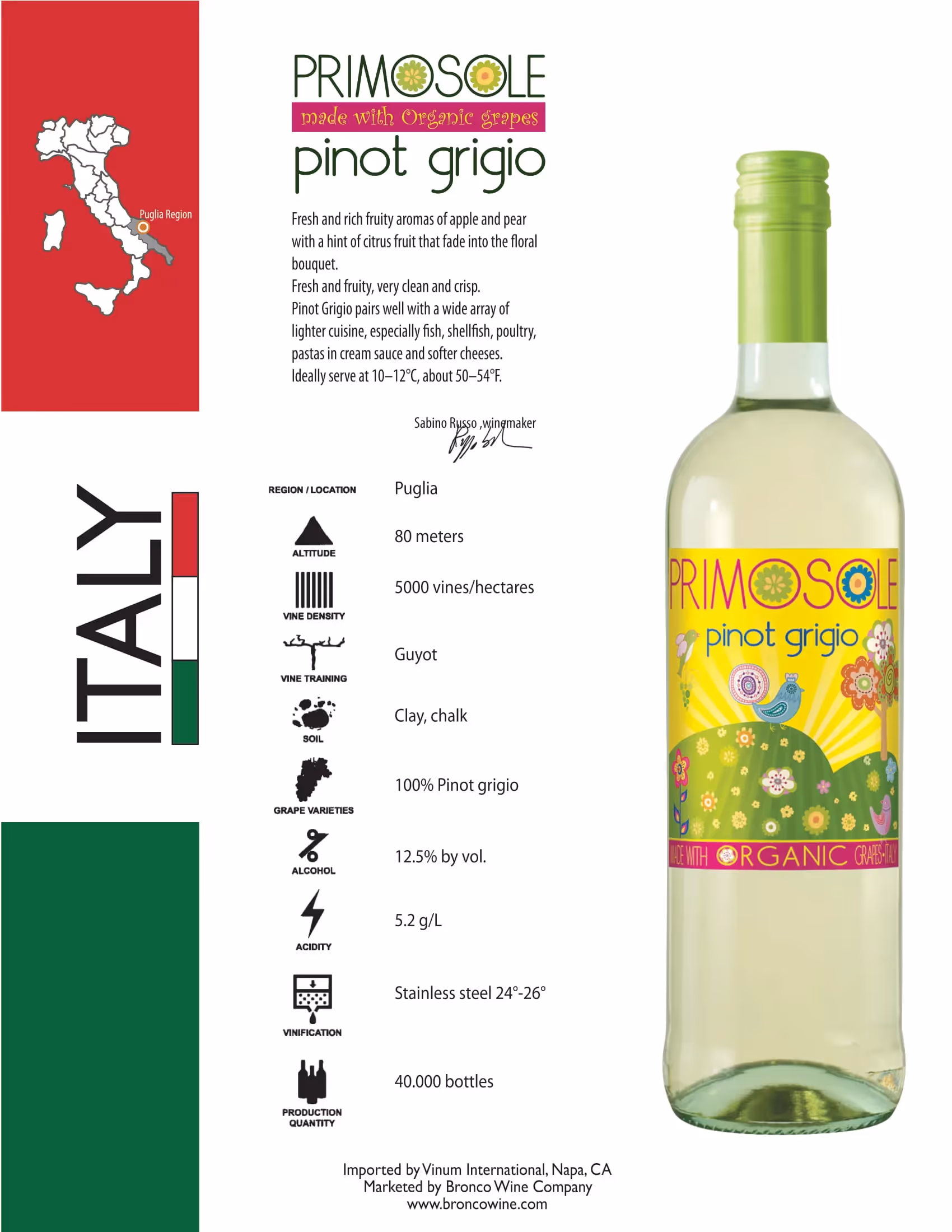 Primosole Pinot Grigio Tech Sheets preview