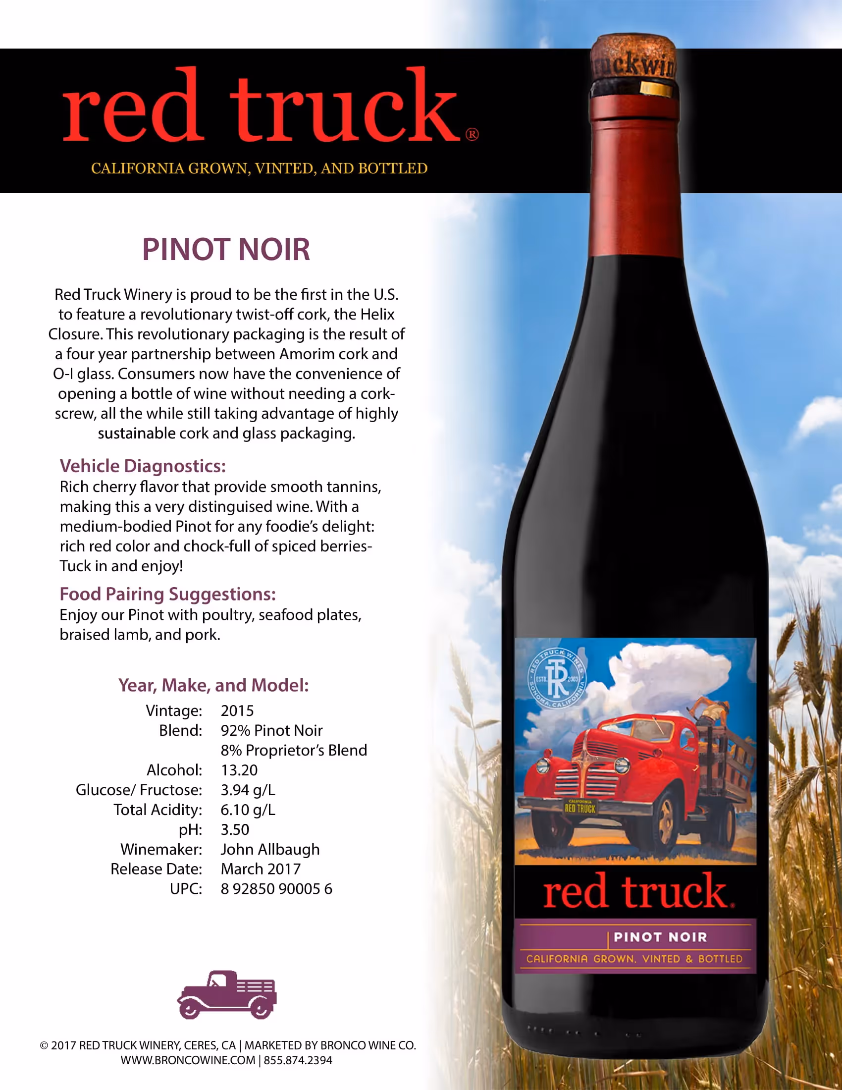 Red Truck Pinot Noir Tech Sheets preview