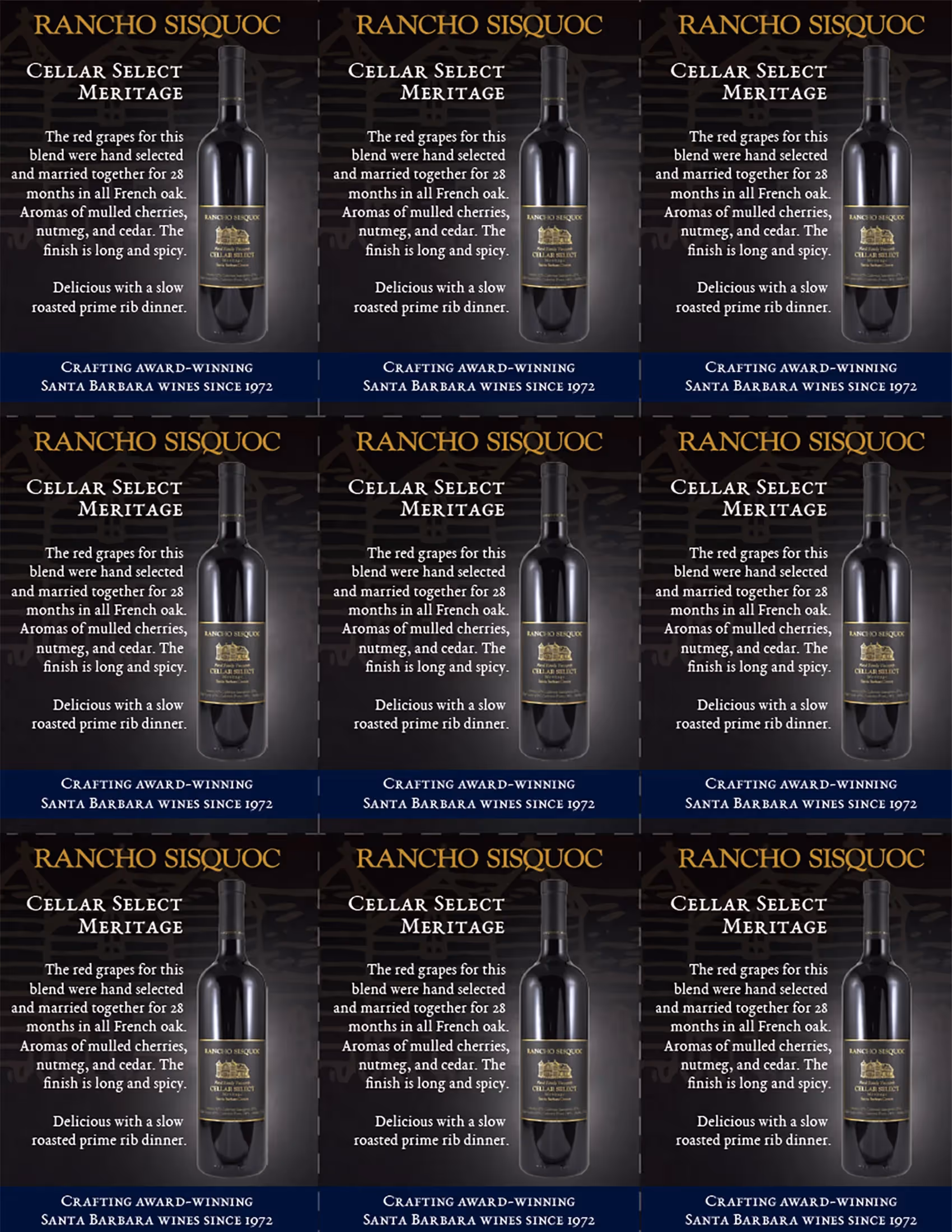 Ranch Sisquoc Meritage Shelf Talker preview
