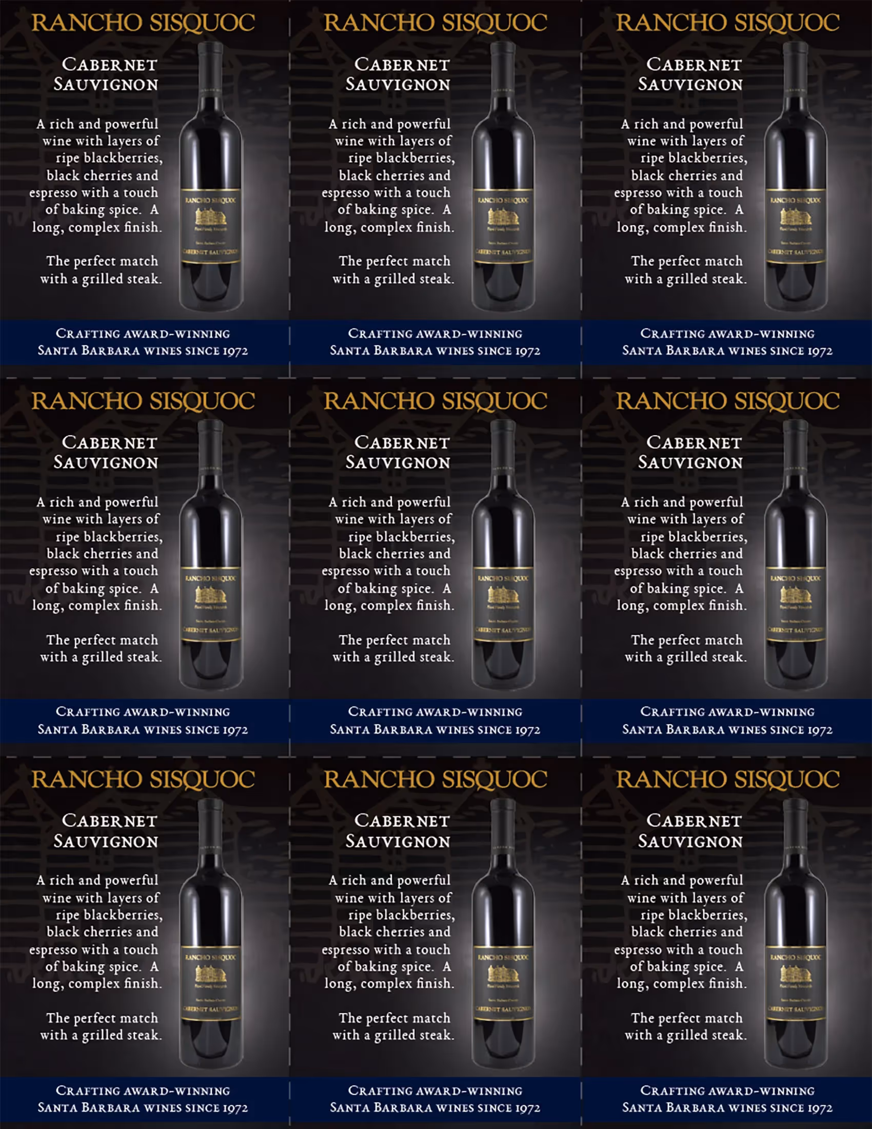 Rancho Sisquoc Cabernet Sauvignon Shelf Talkers preview