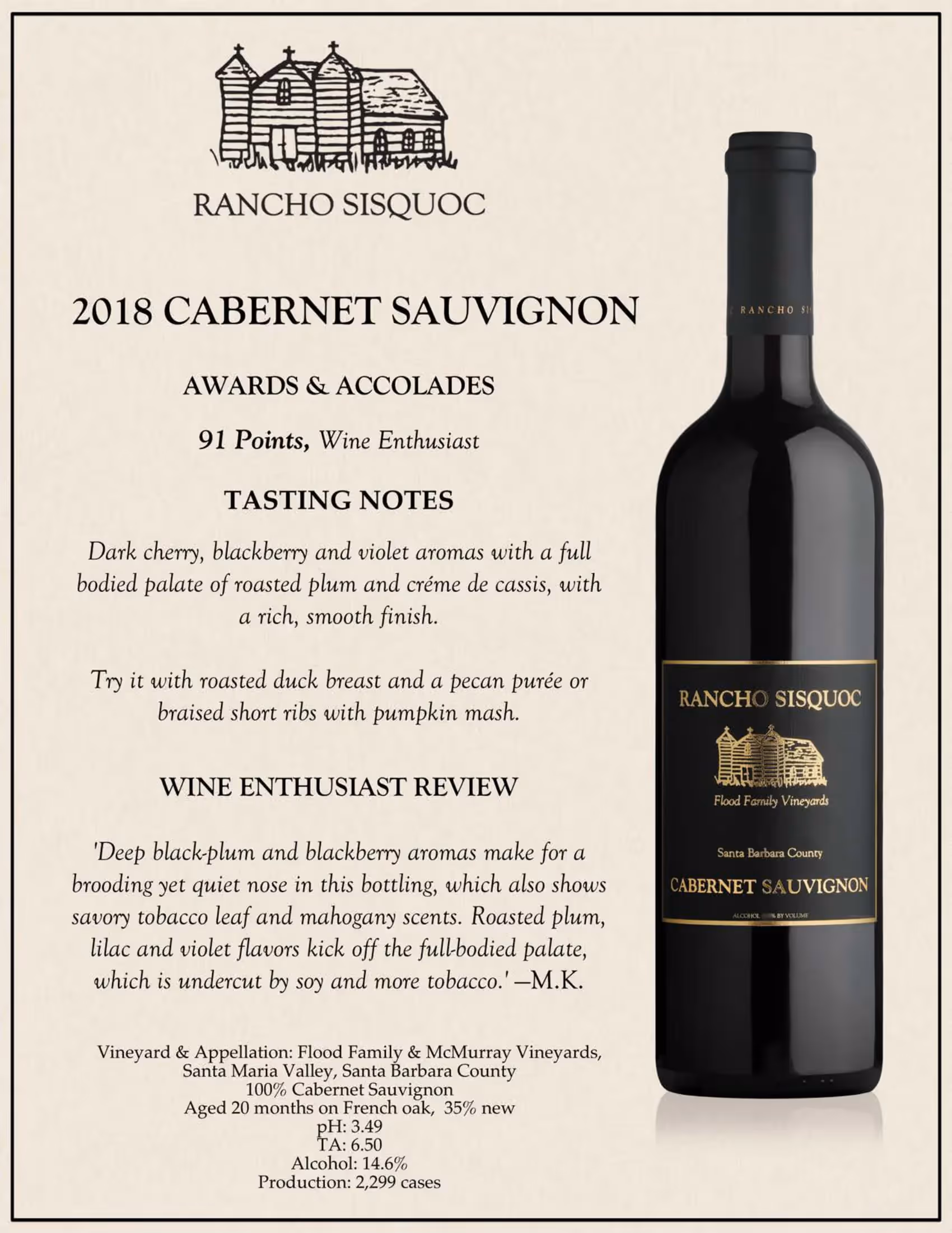 Rancho Sisquoc Cabernet Sauvignon Tech Sheets preview