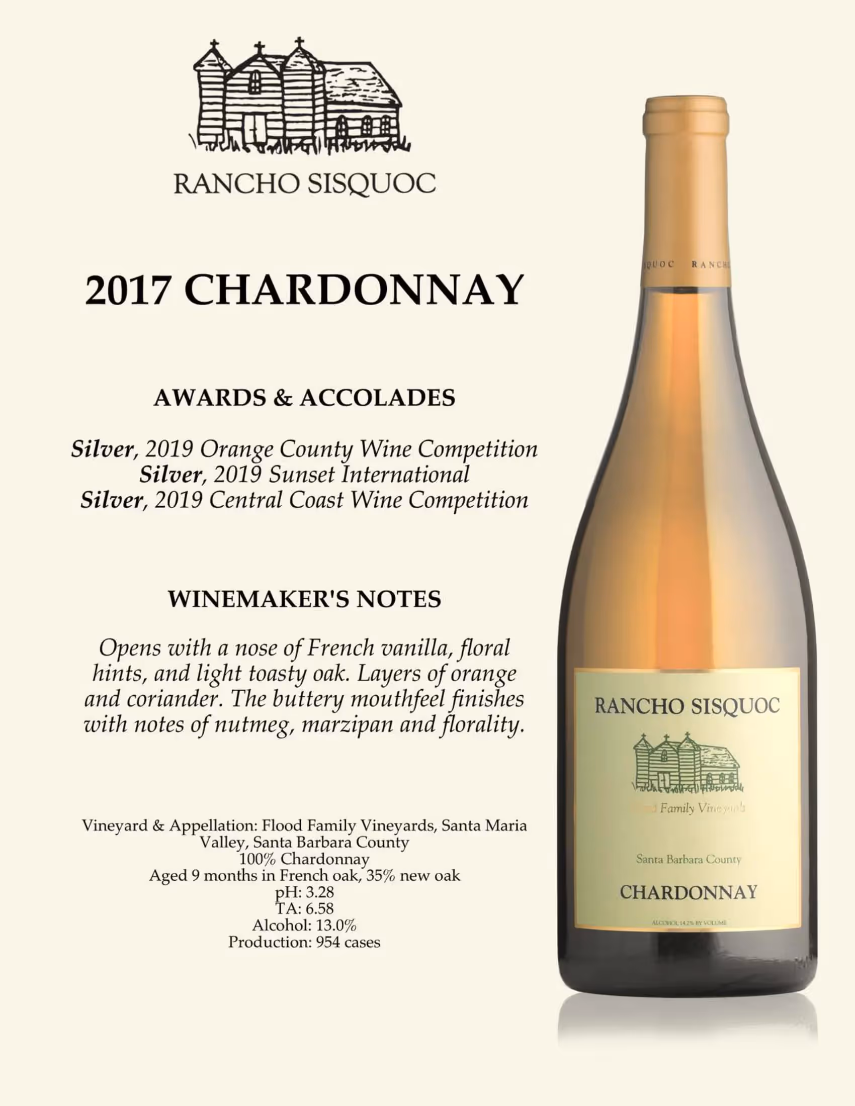Rancho Sisquoc Chardonnay Tech Sheets preview