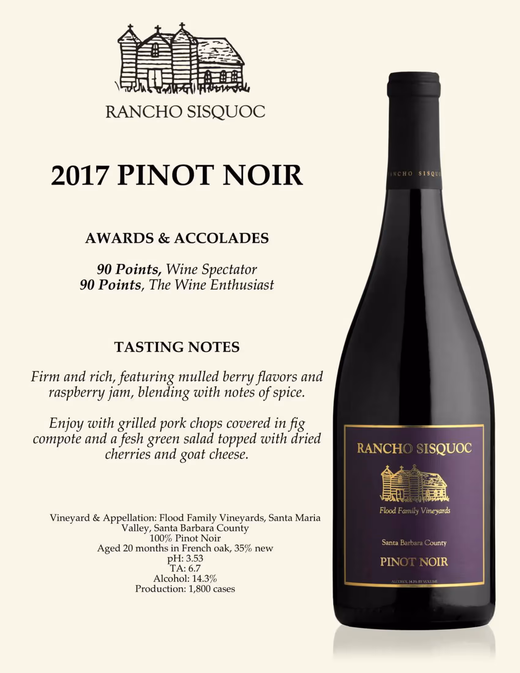 Rancho Sisquoc Pinot Noir Tech Sheets preview
