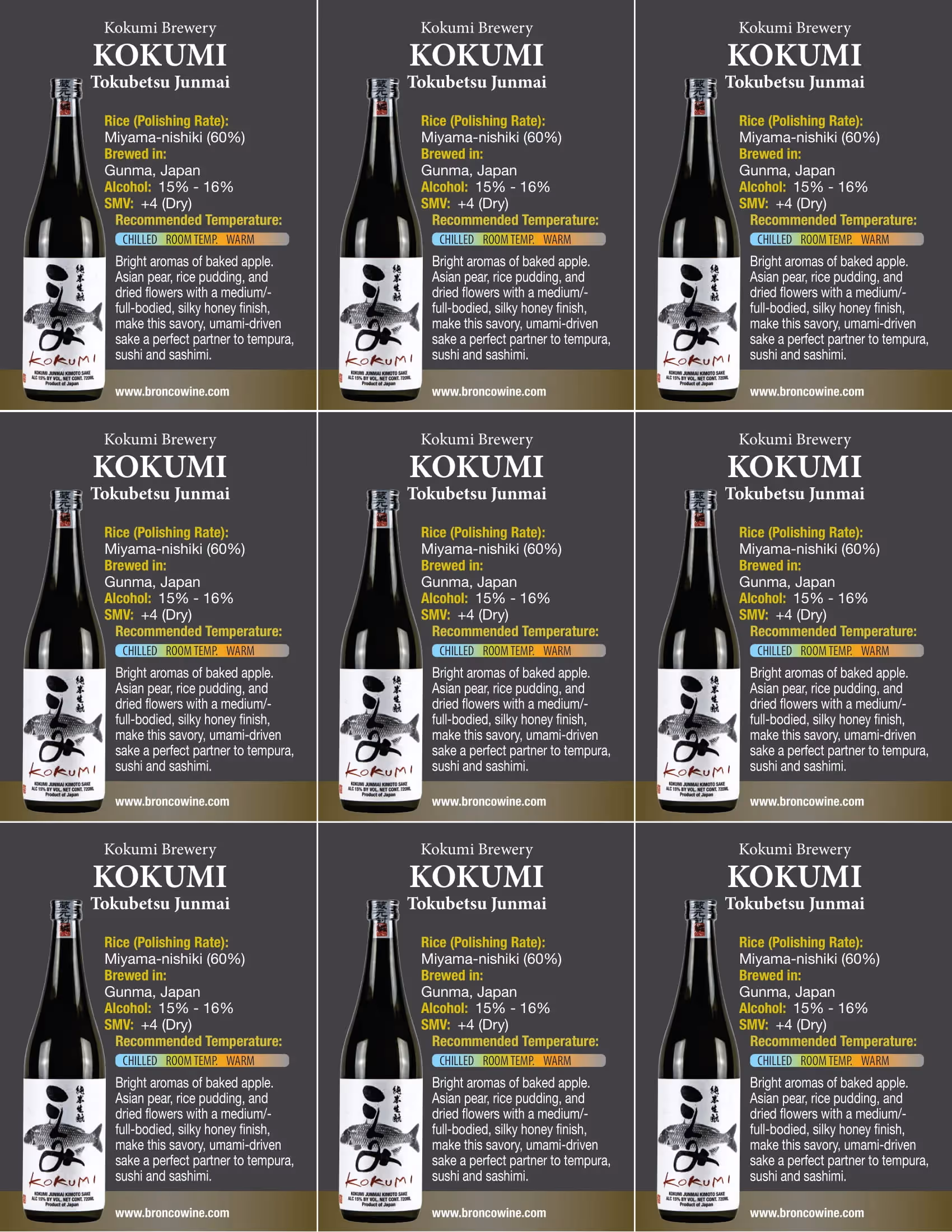 Kokumi Sake Junmai Kimoto Shelf Talkers preview